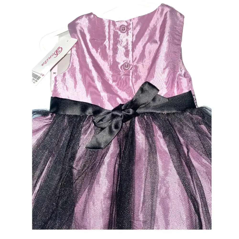baby girl formal Holiday tulle dress purple black sleeveless size 9-12 months